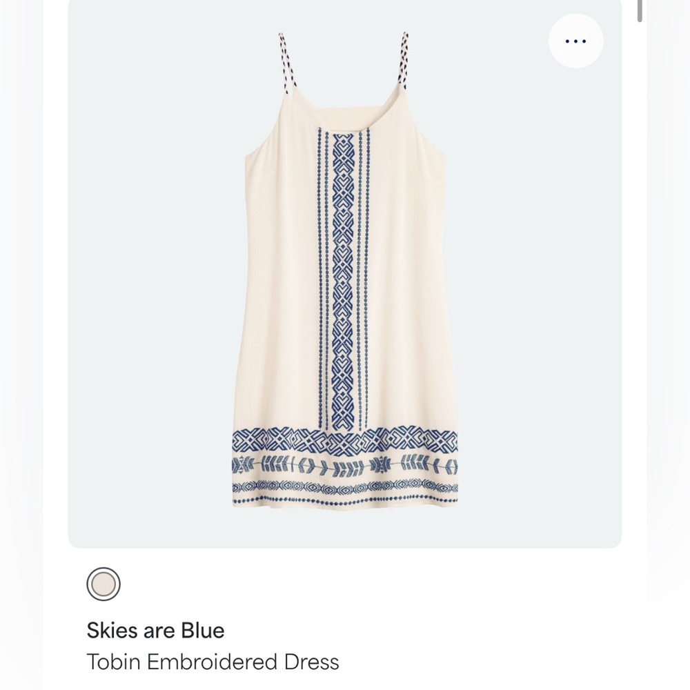 Skies Are Blue Cream Dress with Blue Accents